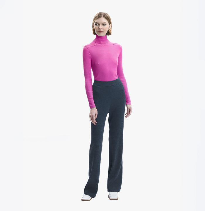 crush SILK AND CASHMERE RIBBED TURTLENECK TOP - CRUSH Wear Dark Grey