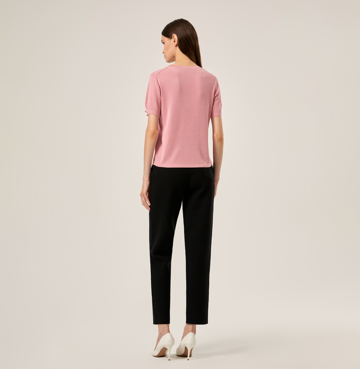 Crush SILK CASHMERE CABLE-KNIT CREWNECK TOP Mint Green