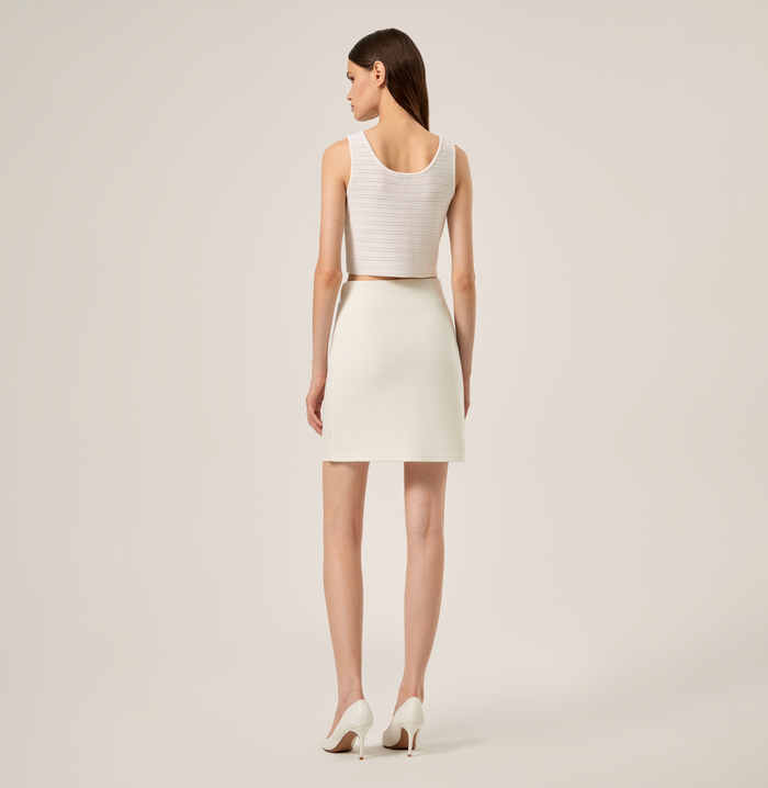 Crush SILK WOOL BLEND POINTELLE-KNIT TANK TOP White