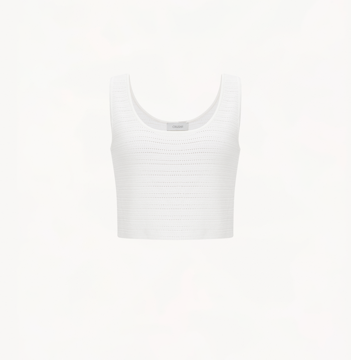 Crush SILK WOOL BLEND POINTELLE-KNIT TANK TOP White