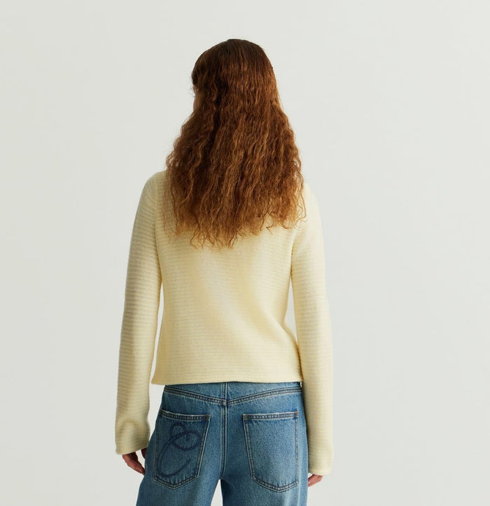 Crush WOOL STRIPED CREWNECK CARDIGAN White/Yellow Stripes