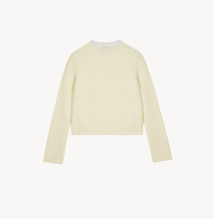 Crush WOOL STRIPED CREWNECK CARDIGAN White/Yellow Stripes