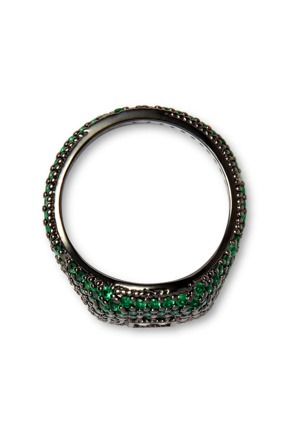Crystal Haze Baguette Cut Ring - Emerald - Black Hardware