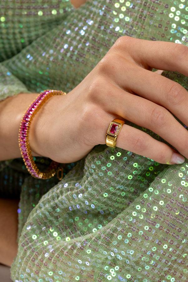 Crystal Haze Baguette Bracelet - Sakura
