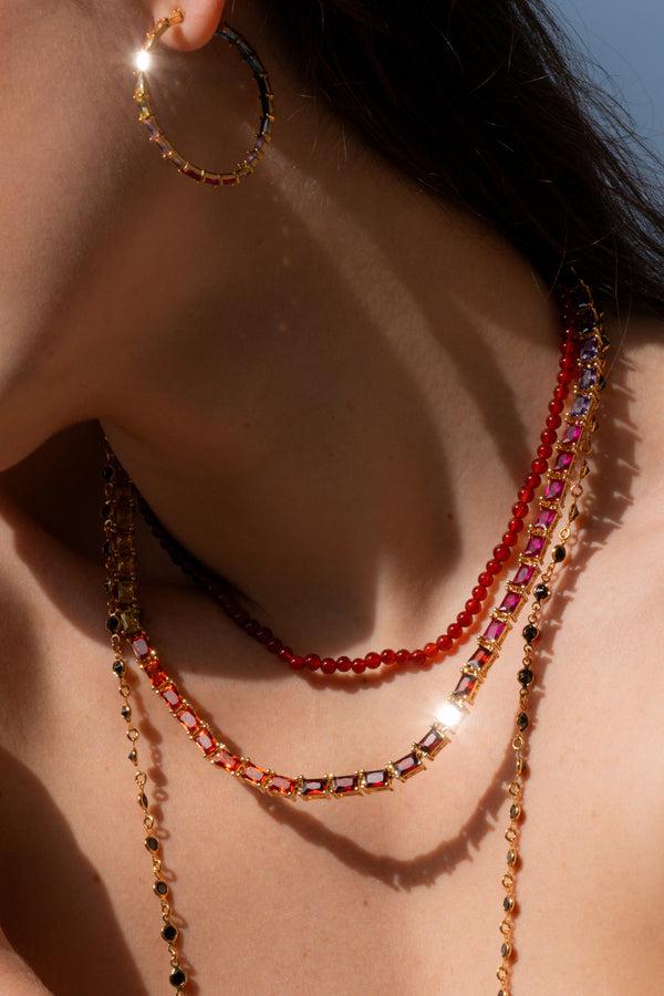 Crystal Haze Baguette Chakra Necklace