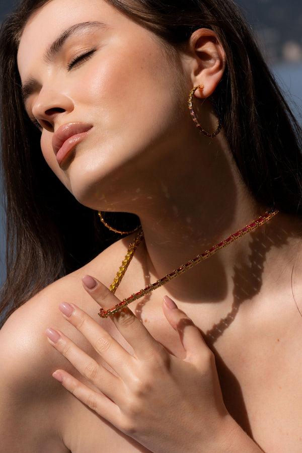 Crystal Haze Baguette Chakra Necklace