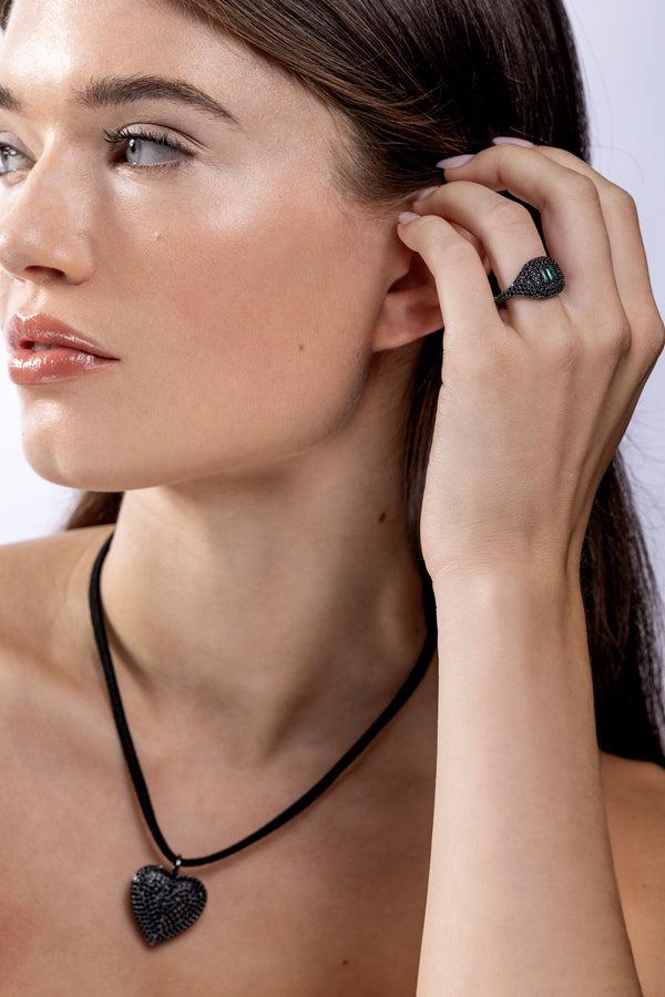 Crystal Haze Baguette Cut Ring - Black Hardware
