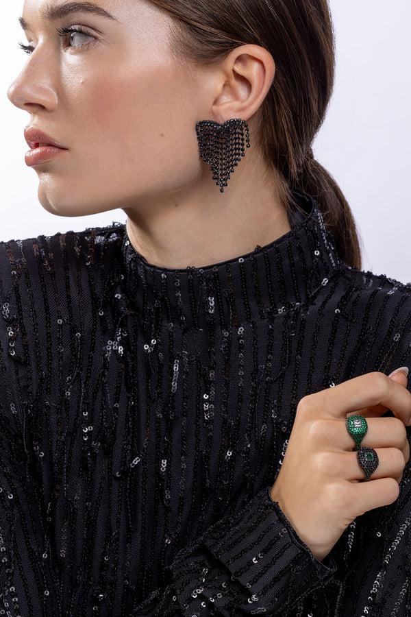 Crystal Haze Baguette Cut Ring - Black Hardware