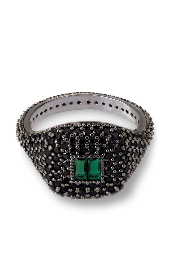 crystal haze Baguette Cut Ring - Black Hardware