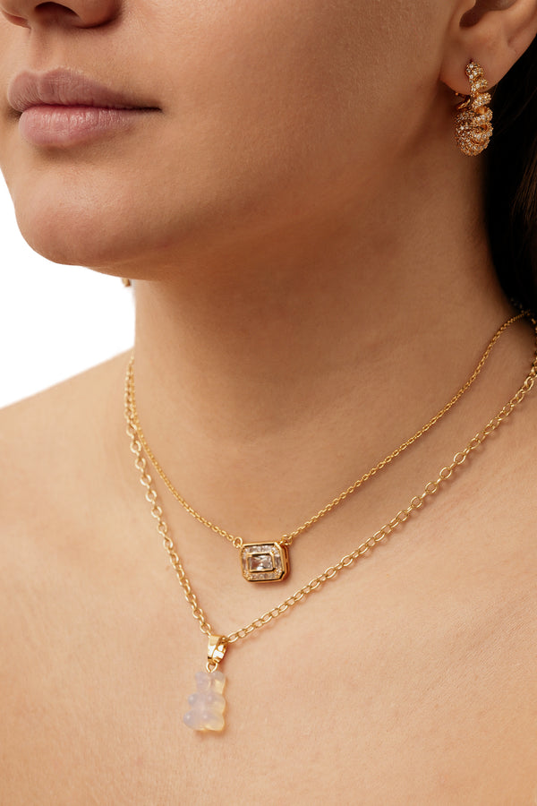 Crystal Haze Baguette Frame Necklace