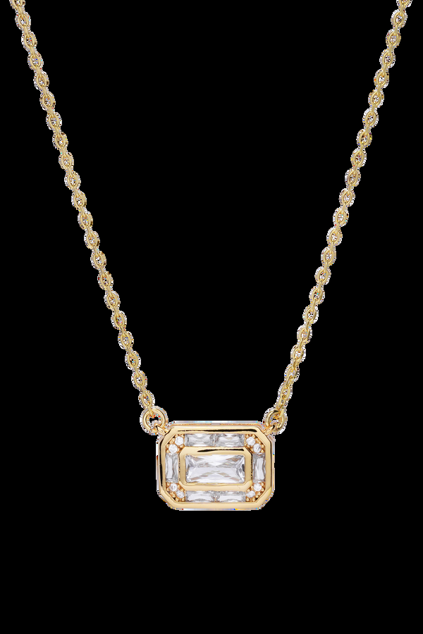 crystal haze Baguette Frame Necklace