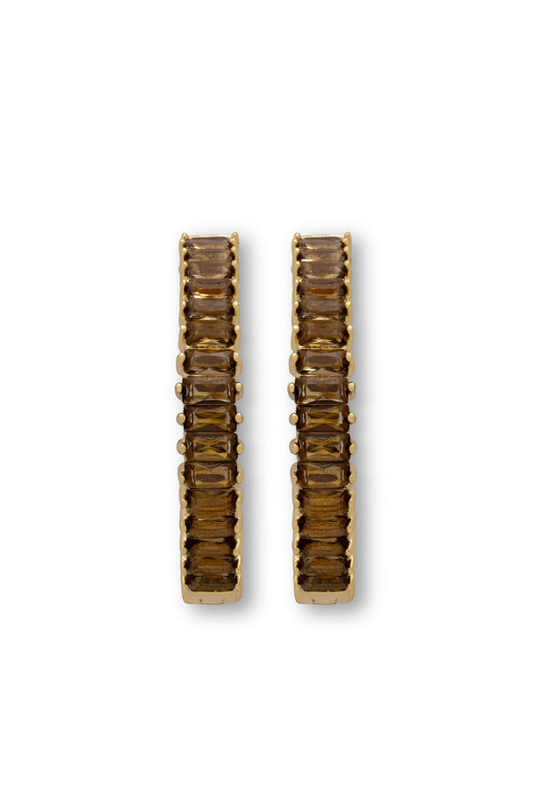 Crystal Haze Baguette Hoops - Brulee