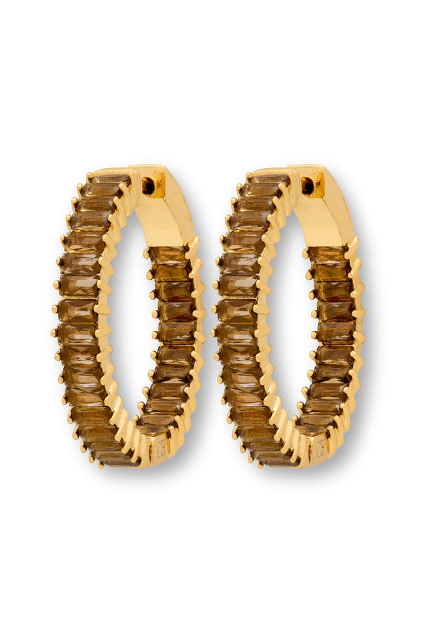 crystal haze Baguette Hoops - Brulee