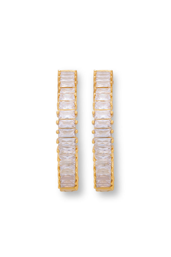 Crystal Haze Baguette Hoops - Clear