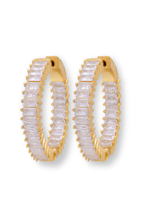 crystal haze Baguette Hoops - Clear