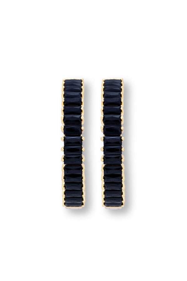 Crystal Haze Baguette Hoops - Noir