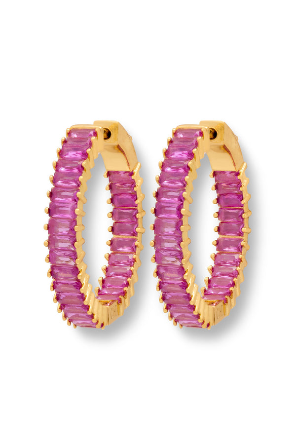 crystal haze Baguette Hoops - Sakura
