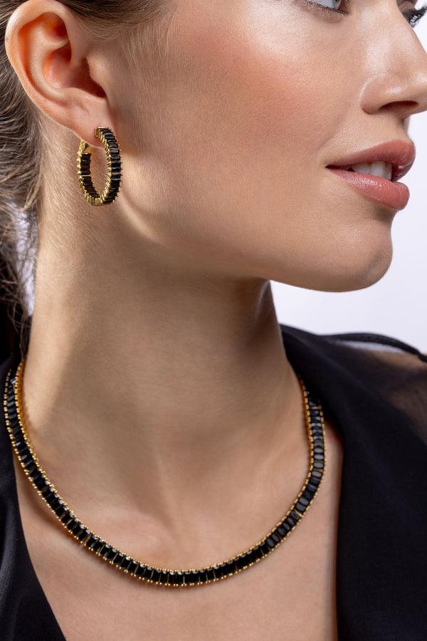 Crystal Haze Baguette Necklace - Noir