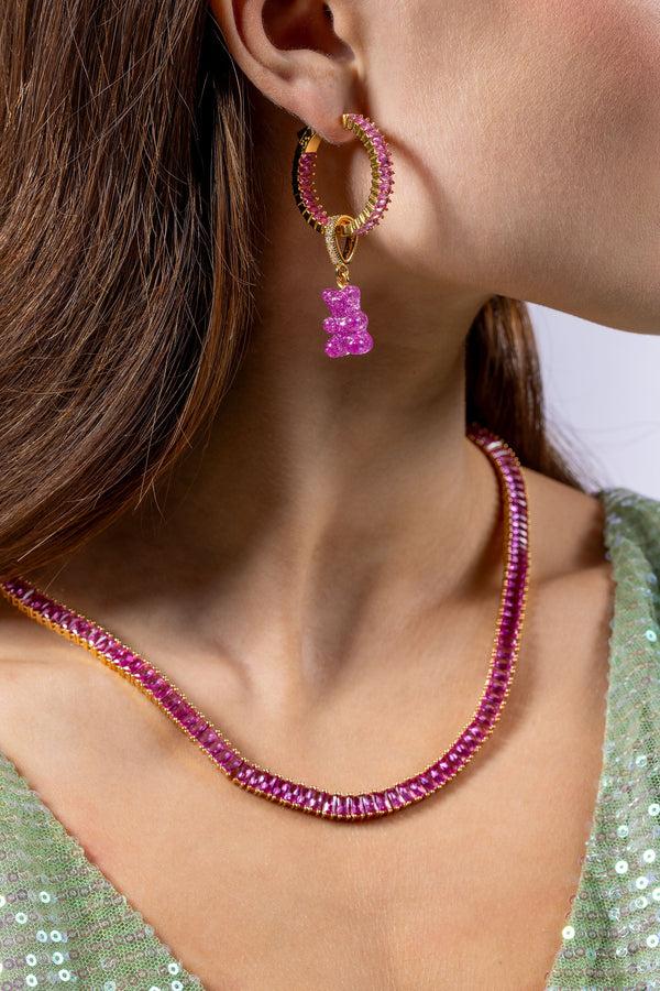 Crystal Haze Baguette Necklace - Sakura