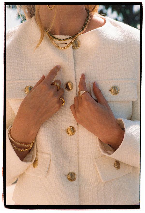 Crystal Haze Baguette Signet Ring Gold Plated