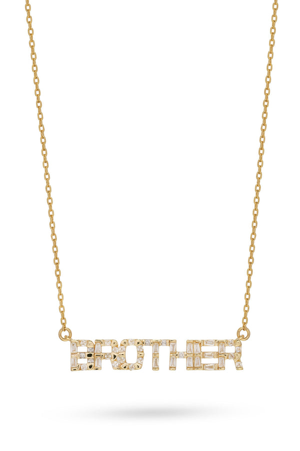 crystal haze Brother Baguette Name Necklace