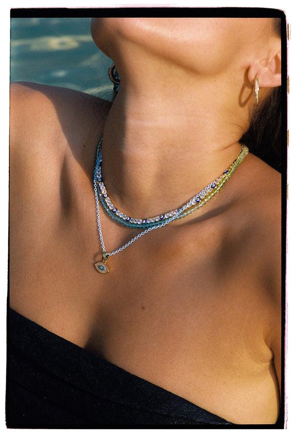 Crystal Haze Candy Floss Necklace - Blue Mint