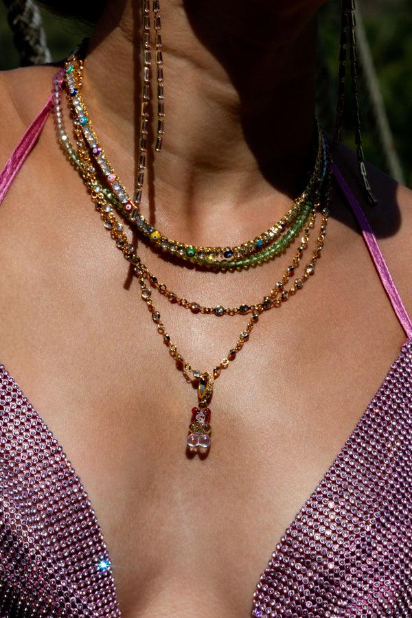 Crystal Haze Candy Floss Necklace - Lavender Green