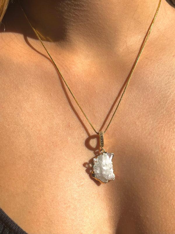 Crystal Haze Clear Quartz - Pave Connector