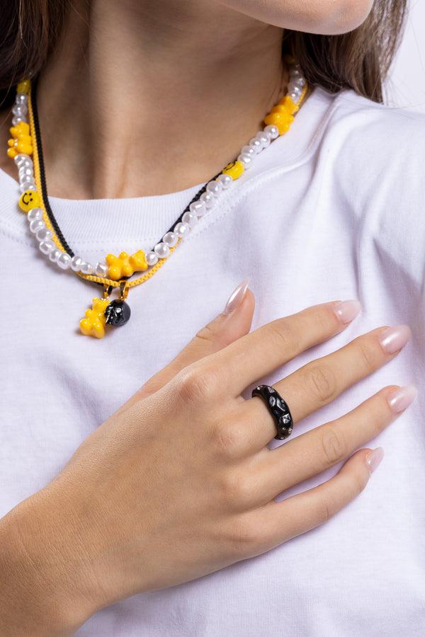 Crystal Haze Cosmo Ring - Black