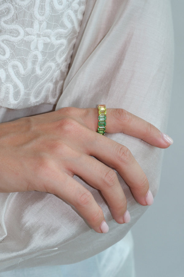 Crystal Haze Cotton Candy Baguette Ring