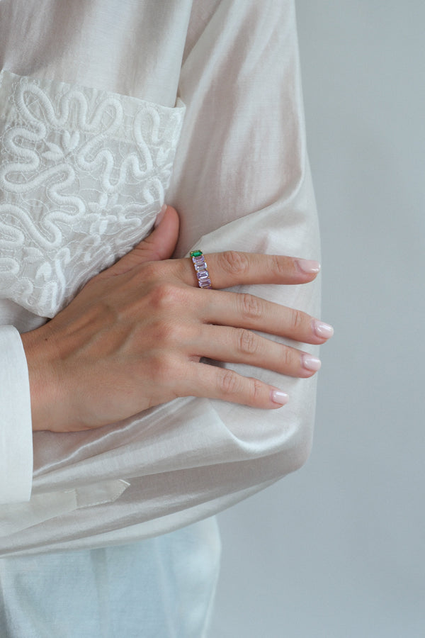 Crystal Haze Cotton Candy Baguette Ring