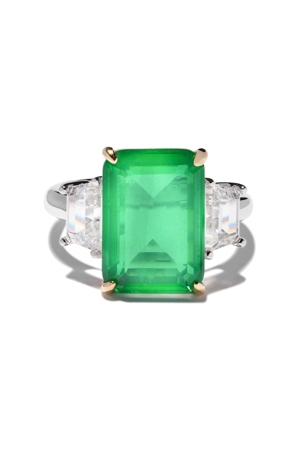 crystal haze Emerald Trapezoid Trilogy Ring