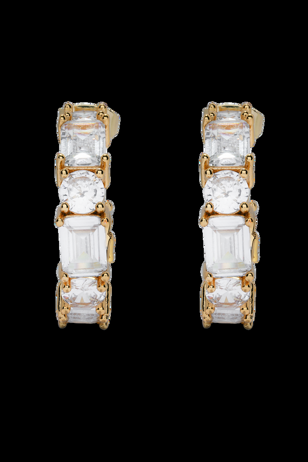 Crystal Haze Eternity Hoops - Gold