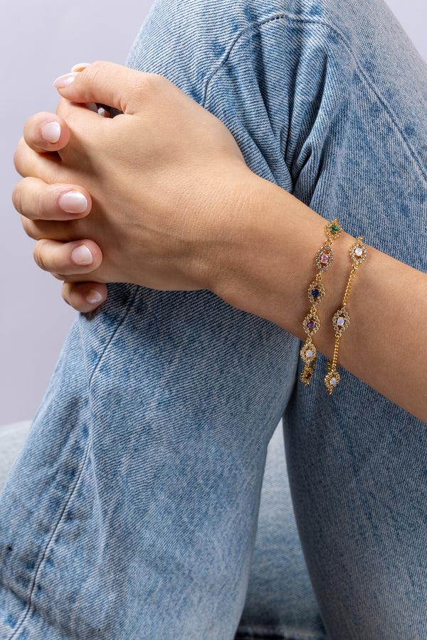 Crystal Haze Evil Eye Bracelet - Rainbow