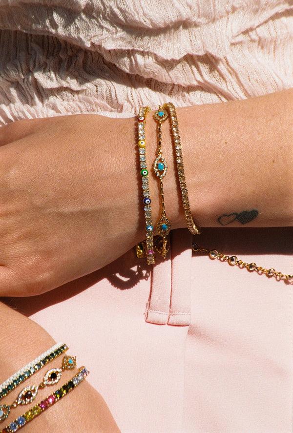 Crystal Haze Evil Eye Bracelet - Turquoise