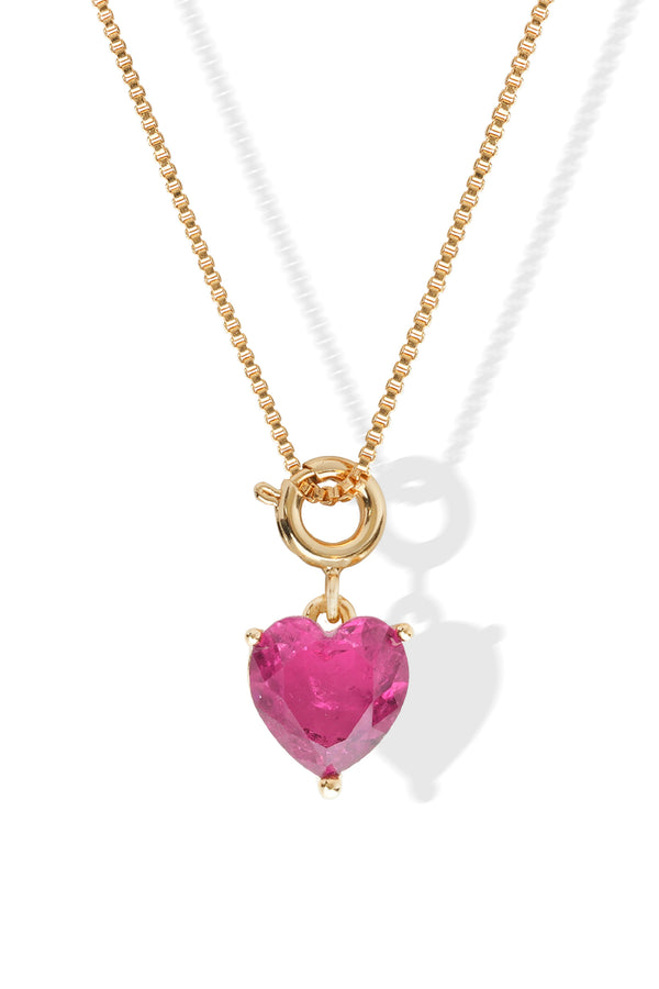 Crystal Haze Forever Yours Charm Necklace - Fuchsia