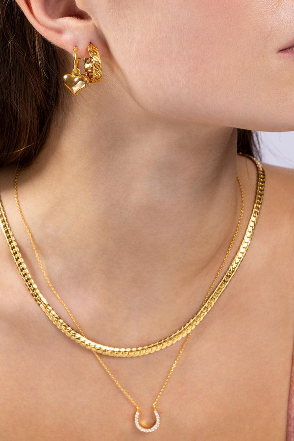 Crystal Haze Golden Heart Earrings