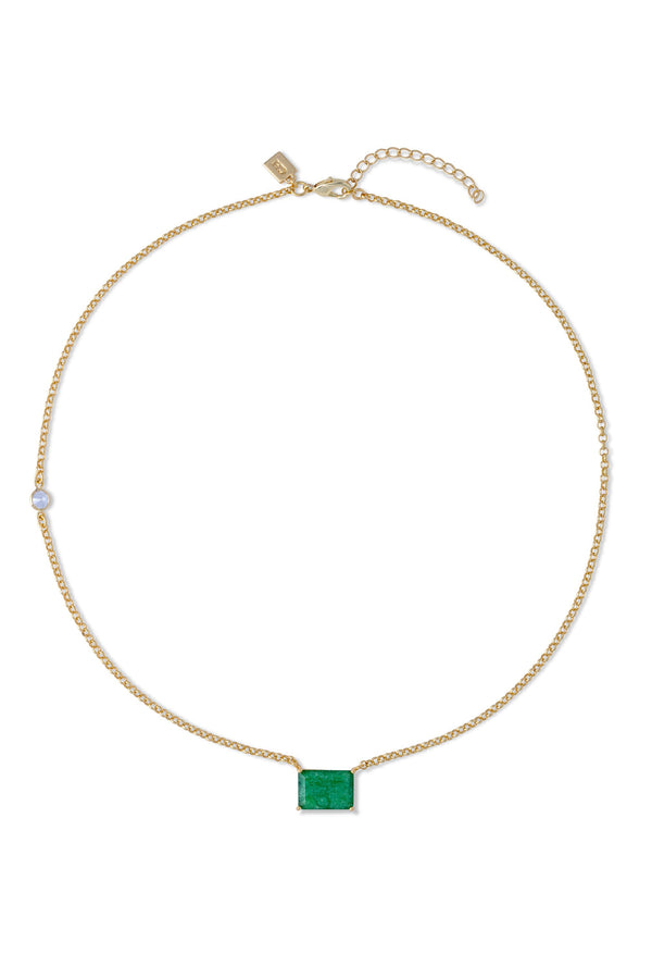 crystal haze Green Quartz Baguette necklace