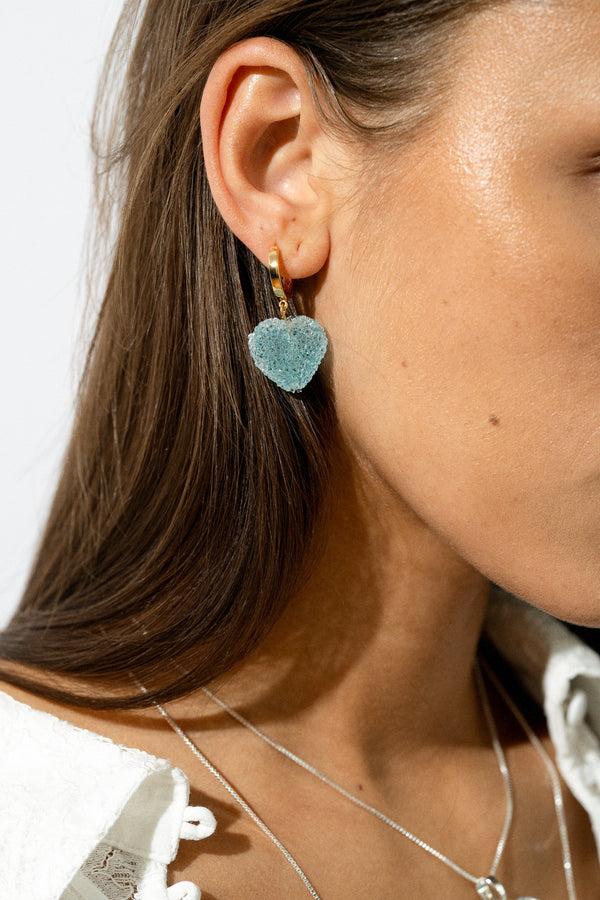 Crystal Haze Jelly Heart Hoops - Baby Blue