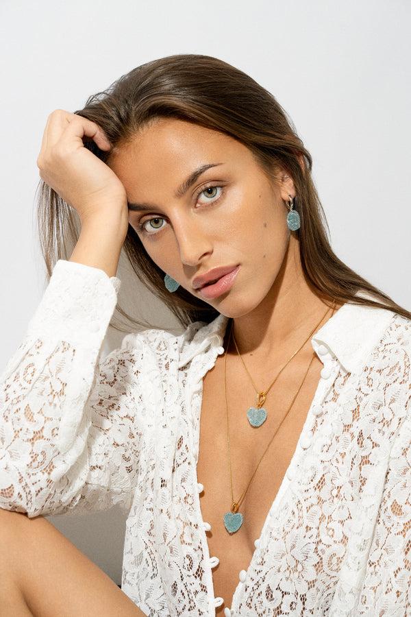 Crystal Haze Jelly Heart Hoops - Baby Blue