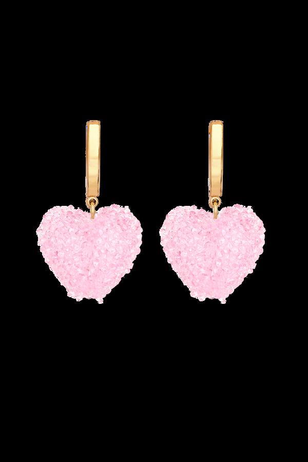 Crystal Haze Jelly Heart Hoops - Baby Pink
