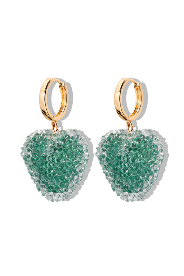 Crystal Haze Jelly Heart Hoops - Gold - Cactus