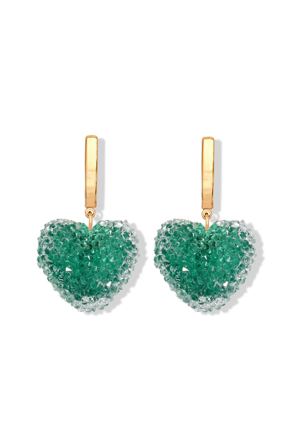 crystal haze Jelly Heart Hoops - Gold - Cactus