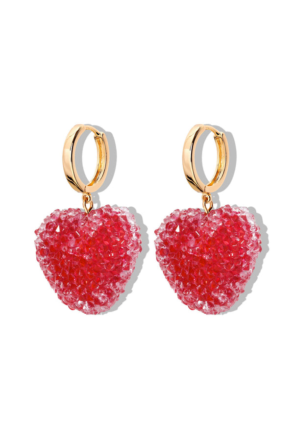 Crystal Haze Jelly Heart Hoops - Gold - Rouge