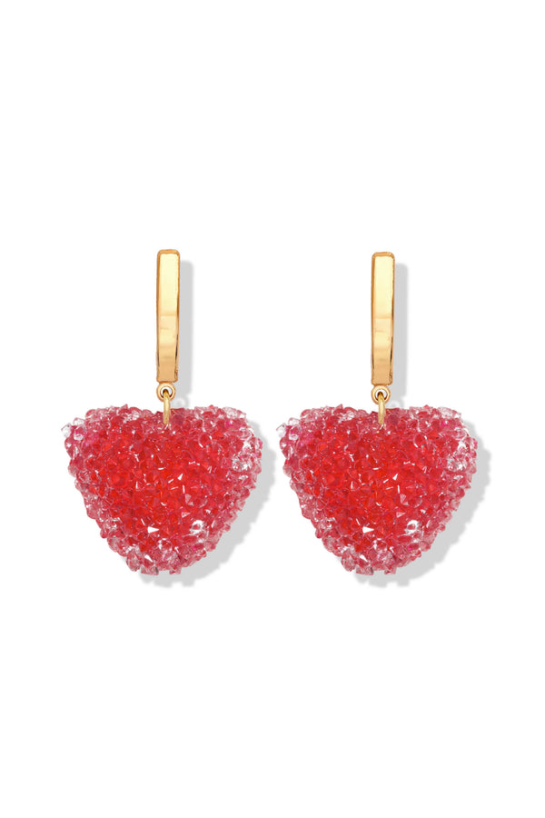 crystal haze Jelly Heart Hoops - Gold - Rouge