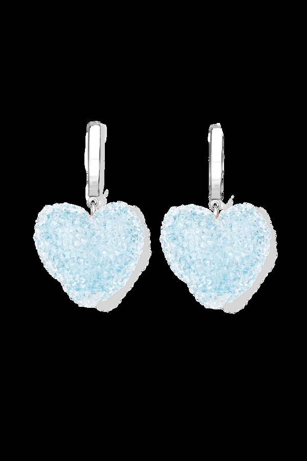 crystal haze Jelly Heart Hoops - Silver - Baby Blue