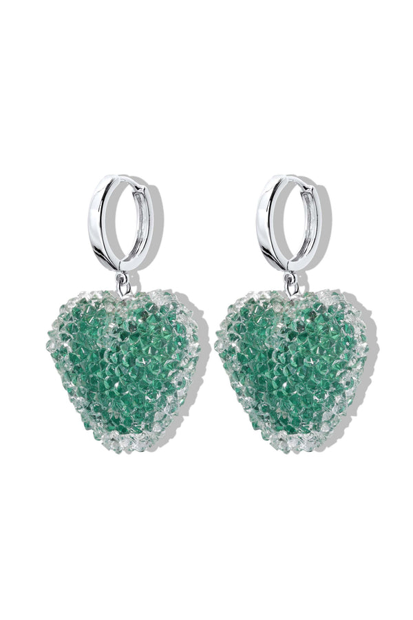 Crystal Haze Jelly Heart Hoops - Silver - Cactus