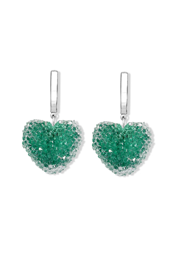 crystal haze Jelly Heart Hoops - Silver - Cactus