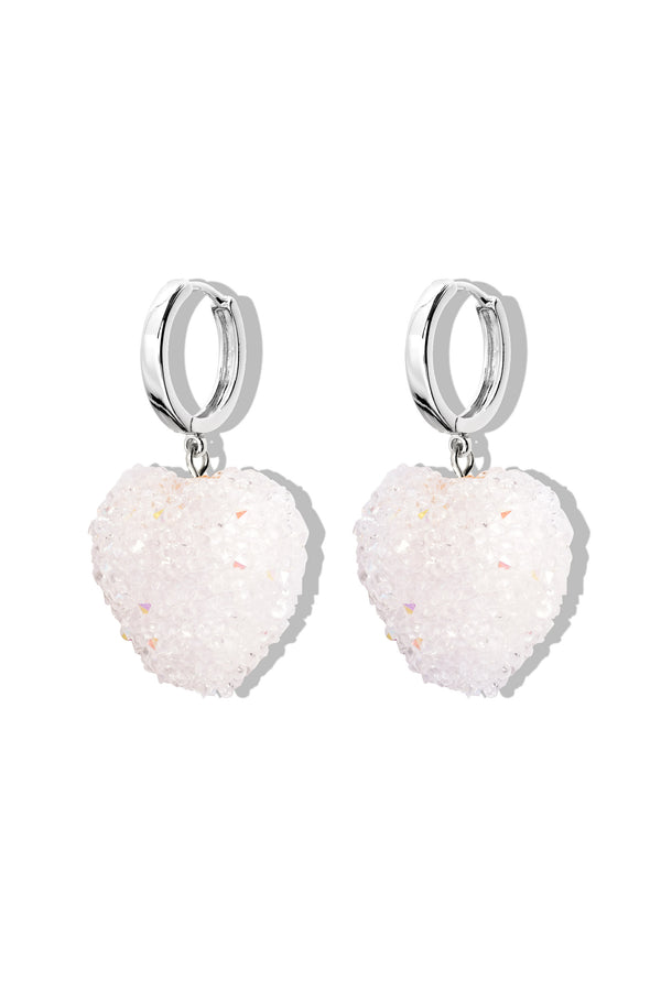 Crystal Haze Jelly Heart Hoops - Silver - Cloud