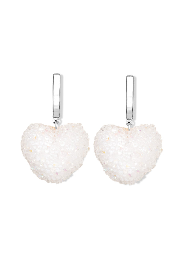 crystal haze Jelly Heart Hoops - Silver - Cloud